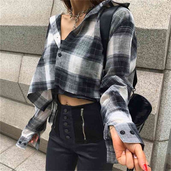 half-opened harajuku women long sleeve shirts plaid bf style female blusas turn-down collar korean mujer blouse 210417, White
half-opened harajuku women long sleeve shirts plaid bf style female blusas turn-down collar korean mujer blouse 210417, White