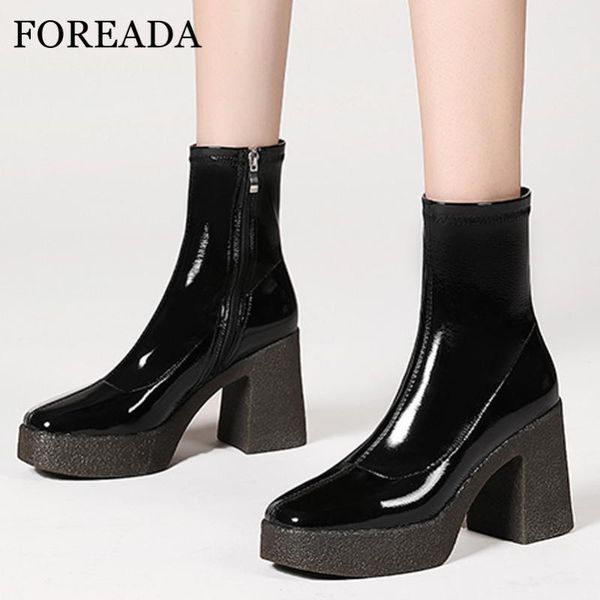 boots foreada woman platform super high heel ankle chunky short zip square toe lady shoes autumn winter size 41, Black
boots foreada woman platform super high heel ankle chunky short zip square toe lady shoes autumn winter size 41, Black