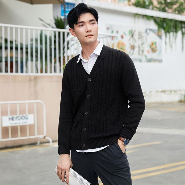 men's sweaters 2021 autumn and winter youth pure cotton sweater knitted cardigan twisted casual v-neck thickened coat, White;black
men's sweaters 2021 autumn and winter youth pure cotton sweater knitted cardigan twisted casual v-neck thickened coat, White;black
