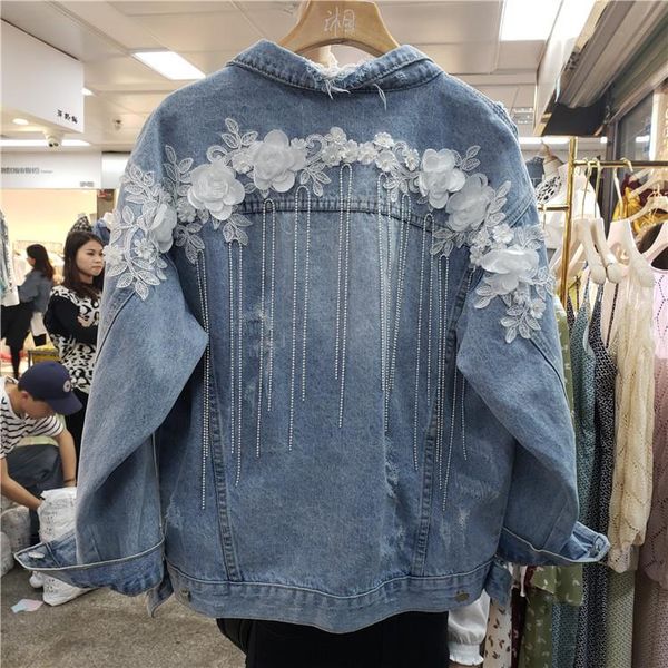 women's jackets 2021 products heavy beads stereo flowers tassel small chain short denim jacket woman casual basic coats girl students, Black;brown 
women's jackets 2021 products heavy beads stereo flowers tassel small chain short denim jacket woman casual basic coats girl students, Black;brown