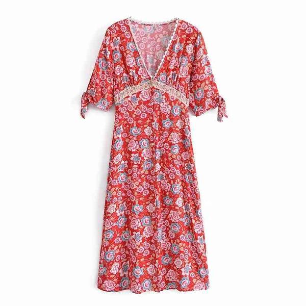 women fashion vintage holiday summer bohemian dress za floral print red casual sweet lace trim sleeve beach dresses 210521, Black;gray
women fashion vintage holiday summer bohemian dress za floral print red casual sweet lace trim sleeve beach dresses 210521, Black;gray