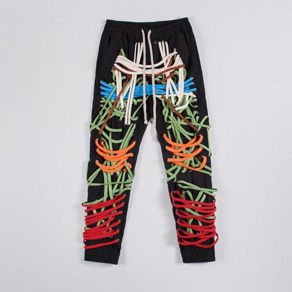 men's pants ro lace-up trousers threading rope slim streetwear men women's for women, Black
men's pants ro lace-up trousers threading rope slim streetwear men women's for women, Black