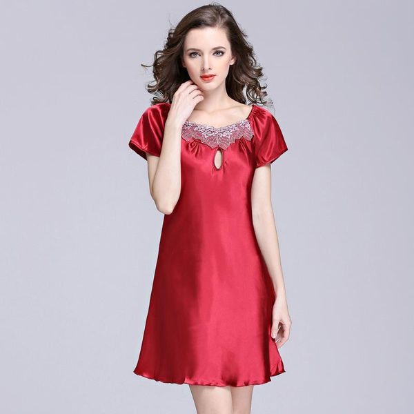 satin nightwear silk women sleepwear nightshirts short sleeve sleepshirts pink nightdress pius size lace night wear dress gown, Black;red
satin nightwear silk women sleepwear nightshirts short sleeve sleepshirts pink nightdress pius size lace night wear dress gown, Black;red