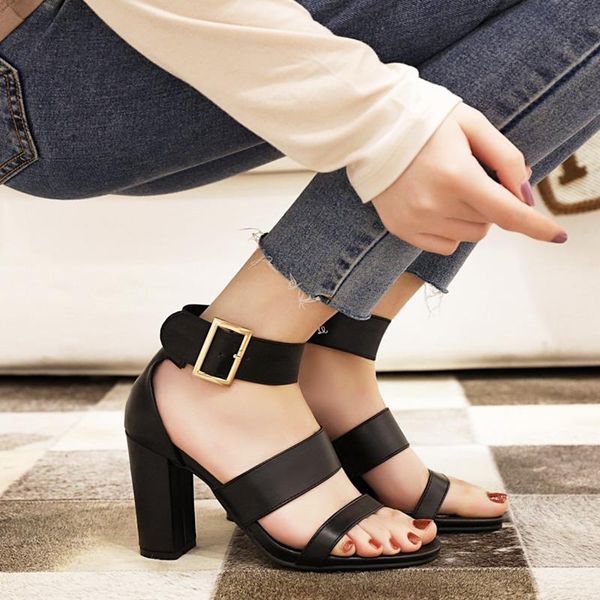 sandals 2021 summer high heels buckle strap women ankle square modern casual concise solid shoes, Black
sandals 2021 summer high heels buckle strap women ankle square modern casual concise solid shoes, Black