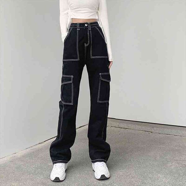 black high waist cargo pants womens jeans fashion big pockets patchwork baggy denim harajuku trousers streetwear, Blue
black high waist cargo pants womens jeans fashion big pockets patchwork baggy denim harajuku trousers streetwear, Blue