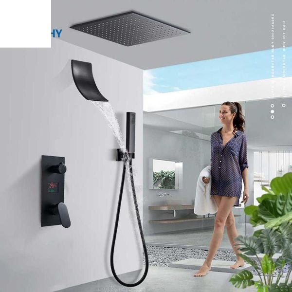 matte black shower faucet set lcd digital display waterfall bath mixer tap 2-3 ways diverter handheld spray system bathroom sets
matte black shower faucet set lcd digital display waterfall bath mixer tap 2-3 ways diverter handheld spray system bathroom sets