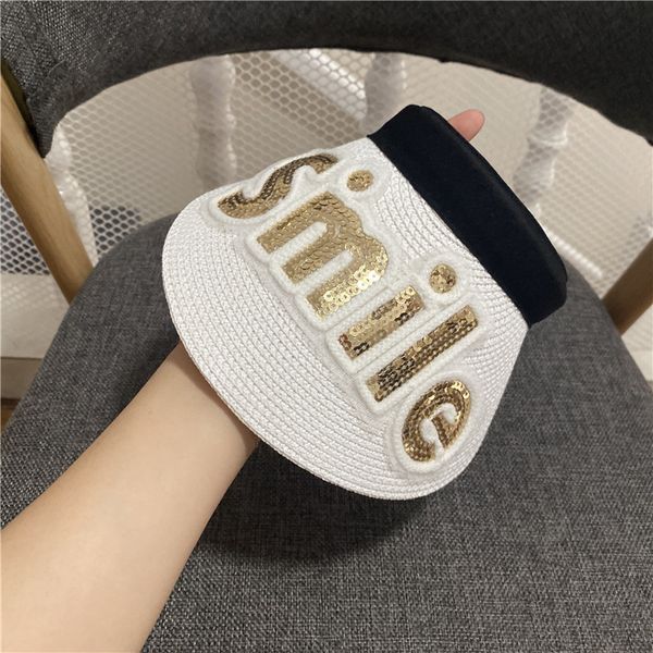 smile letter sequin embroidery casual straw hat outdoor sunscreen and sunshade ess hat women's, Yellow
smile letter sequin embroidery casual straw hat outdoor sunscreen and sunshade ess hat women's, Yellow