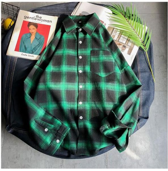 men shirts long sleeve turn-down collar large size 5xl plaid korean style vintage trendy loose students mens all-match chic men's casua, White;black
men shirts long sleeve turn-down collar large size 5xl plaid korean style vintage trendy loose students mens all-match chic men's casua, White;black