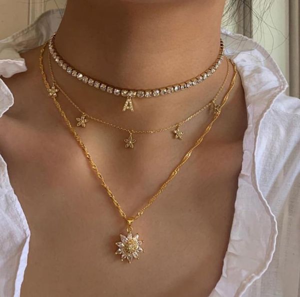 bohemian daisy flower pendant necklace for women multilayer letter crystal tennis chain choker necklaces party jewelry gifts chains, Silver
bohemian daisy flower pendant necklace for women multilayer letter crystal tennis chain choker necklaces party jewelry gifts chains, Silver