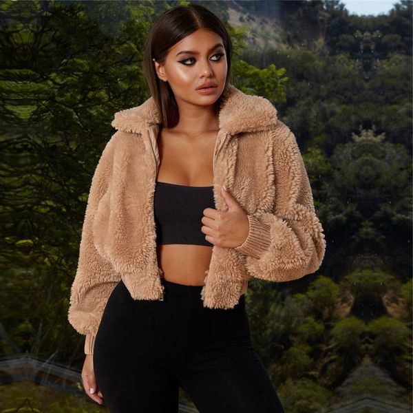 women's fur & faux jacket coat teddy fleece autumn winter warm soft thick long sleeve women zip-up outwear elegant zipper pocket croppe, Black
women's fur & faux jacket coat teddy fleece autumn winter warm soft thick long sleeve women zip-up outwear elegant zipper pocket croppe, Black