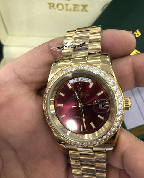 with original box luxury watch sapphire glass 41mm day-date diamond bezel automatic mechanical stainless steel mens watches, Slivery;brown
with original box luxury watch sapphire glass 41mm day-date diamond bezel automatic mechanical stainless steel mens watches, Slivery;brown