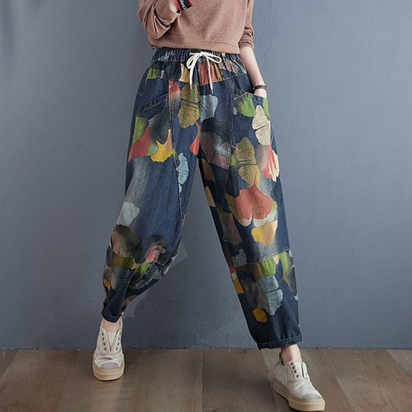 women high waist jeans new arrival 2021 autumn streetwear vintage floral print loose female casual denim harem pants s1845, Blue
women high waist jeans new arrival 2021 autumn streetwear vintage floral print loose female casual denim harem pants s1845, Blue