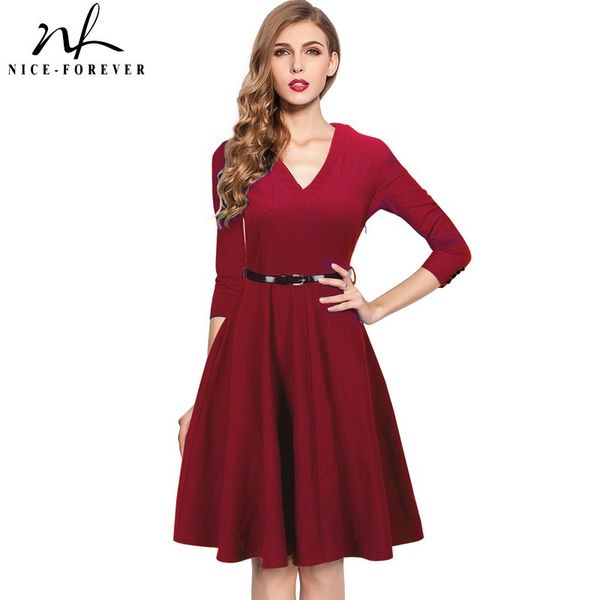 nice-forever 1950's retro elegant pure color dresses with button business party swing flare women dress a006 210419, White
nice-forever 1950's retro elegant pure color dresses with button business party swing flare women dress a006 210419, White