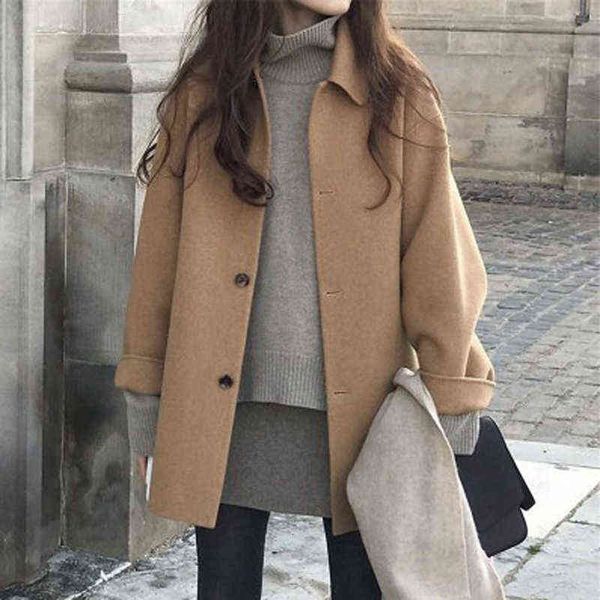 cotton wool coat inside women's middle long 2021 autumn and winter loose woolen top, Black
cotton wool coat inside women's middle long 2021 autumn and winter loose woolen top, Black