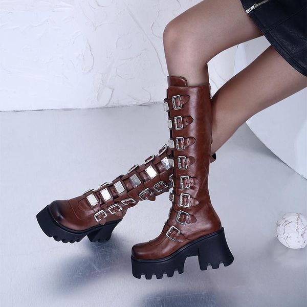 boots ladies gothic spring autumn knight platform super high heel women's shoes winter belt buckle square toe knee, Black
boots ladies gothic spring autumn knight platform super high heel women's shoes winter belt buckle square toe knee, Black