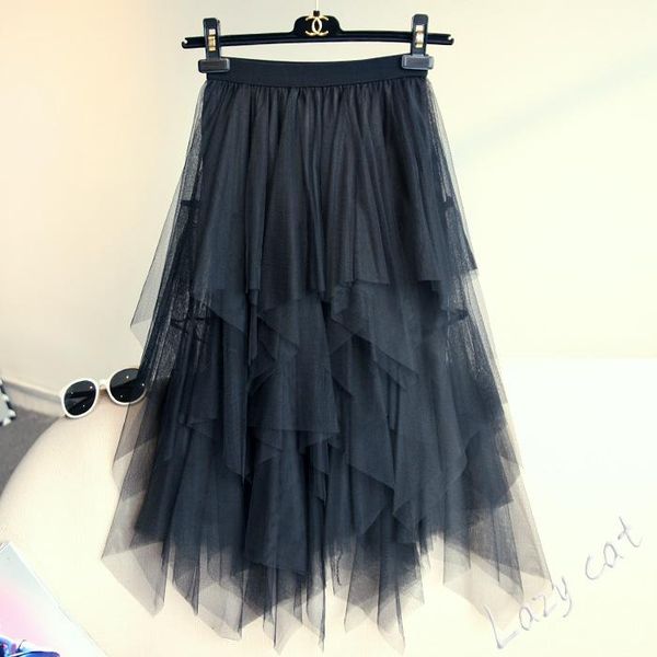 skirts spring and summer style irregular mesh stitching skirt mid-length women, Black
skirts spring and summer style irregular mesh stitching skirt mid-length women, Black