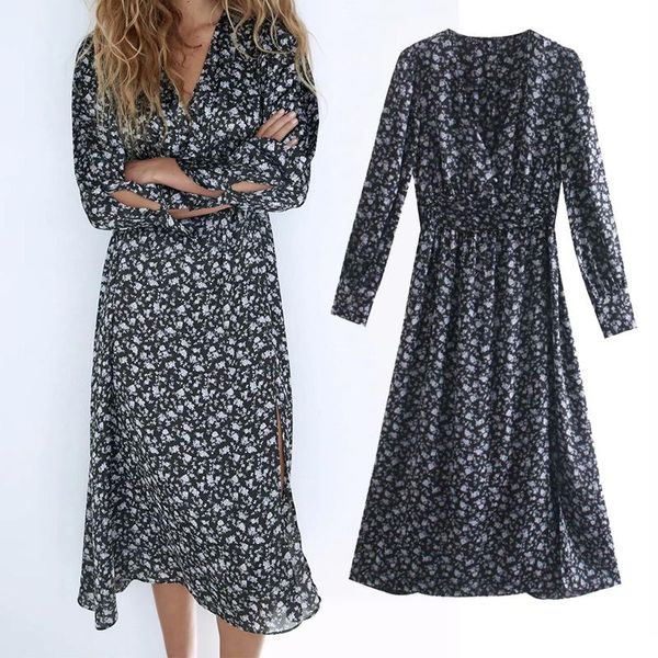 women autumn vintage flower print dress chic ladies long sleeve v-neck vestidos casual slim dresses, Black;gray
women autumn vintage flower print dress chic ladies long sleeve v-neck vestidos casual slim dresses, Black;gray