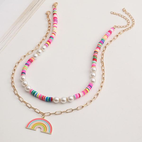 pendant necklaces 2pcs/set colorful soft pottery pearl necklace for women elegant rainbow women's choker handmade jewelry, Silver
pendant necklaces 2pcs/set colorful soft pottery pearl necklace for women elegant rainbow women's choker handmade jewelry, Silver