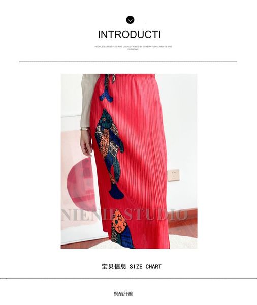 skirt miyake fold wide-brimmed twill pleated weave sumizome cartoon fish print long skirt, Black
skirt miyake fold wide-brimmed twill pleated weave sumizome cartoon fish print long skirt, Black