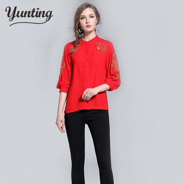 women's blouses & shirts women floral embroidery blouse cotton shirt lantern sleeve stand collar casual loose ladies camisas femininas, White
women's blouses & shirts women floral embroidery blouse cotton shirt lantern sleeve stand collar casual loose ladies camisas femininas, White