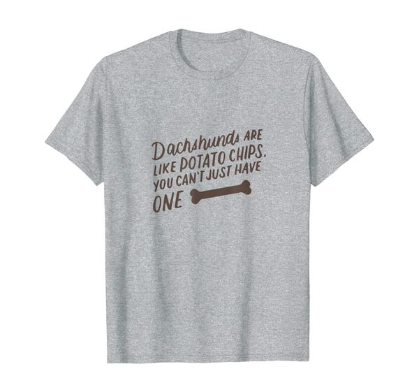 dachshunds are like potato chips funny doxie weenie dog gift t-shirt, White;black
dachshunds are like potato chips funny doxie weenie dog gift t-shirt, White;black