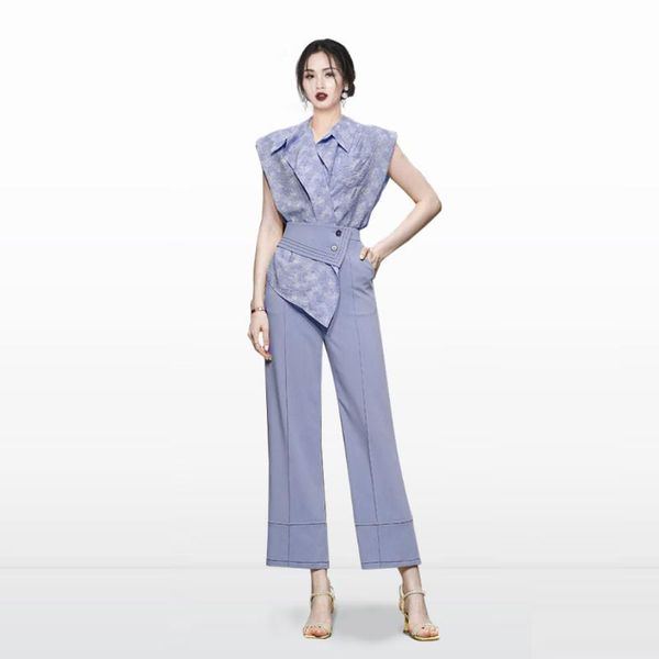 women's two piece pants summer two-piece purple shirt clothing fashion leisure coat wide-legged thin office party for women, White
women's two piece pants summer two-piece purple shirt clothing fashion leisure coat wide-legged thin office party for women, White