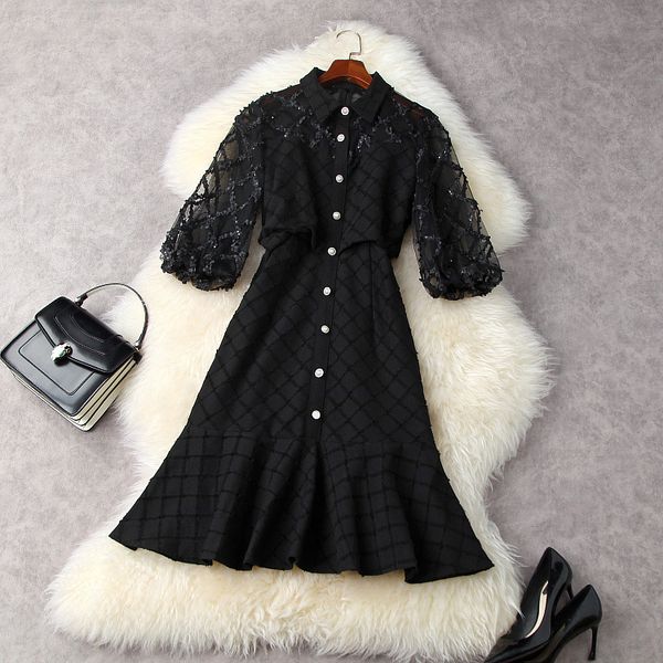 dresses european and american women's clothing spring 2021 seven - cent lantern sleeve sequins fashionable black fishtail dress 1fpw, Black;gray
dresses european and american women's clothing spring 2021 seven - cent lantern sleeve sequins fashionable black fishtail dress 1fpw, Black;gray