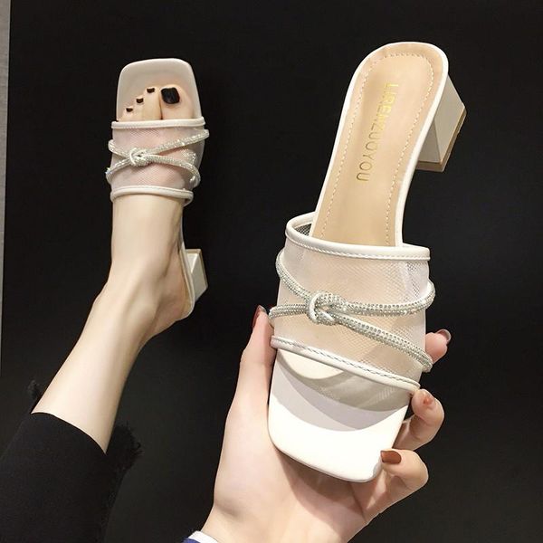 slippers women's shoes outdoor 2021 summer fashion rhinestone thick heel mesh breathable open-toe middle-heel sandals, Black
slippers women's shoes outdoor 2021 summer fashion rhinestone thick heel mesh breathable open-toe middle-heel sandals, Black