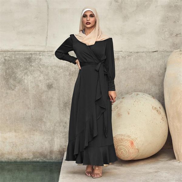 ethnic clothing muslim kaftan abaya dress women's long islamic solid color irregular satin lace robe high waist belt 2021, Red
ethnic clothing muslim kaftan abaya dress women's long islamic solid color irregular satin lace robe high waist belt 2021, Red