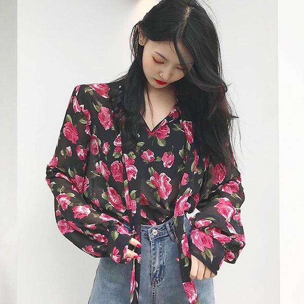 women's blouses & shirts fashion floral print v neck chiffon long sleeve shirt 2021 arrival, White
women's blouses & shirts fashion floral print v neck chiffon long sleeve shirt 2021 arrival, White
