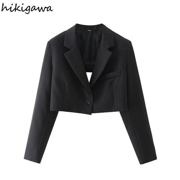 women's suits & blazers hikigawa blazer women fashion back cross hollow out short long sleeve solid notched neck patchwork jacket, White;black
women's suits & blazers hikigawa blazer women fashion back cross hollow out short long sleeve solid notched neck patchwork jacket, White;black