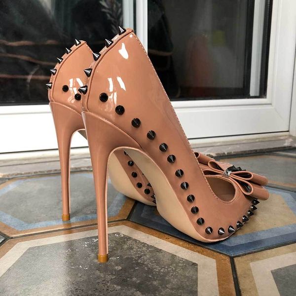 dress shoes tikicup nude bowknot women spikes patent stiletto pumps pointy toe slip on 8cm 10cm 12cm high heel plus size 33-4, Black
dress shoes tikicup nude bowknot women spikes patent stiletto pumps pointy toe slip on 8cm 10cm 12cm high heel plus size 33-4, Black