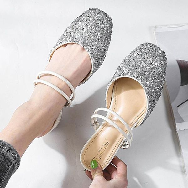 two ways bling square toe slingback women sandals fairy glitter flat shoes slippers cover slip on femmes sandales 2021, Black
two ways bling square toe slingback women sandals fairy glitter flat shoes slippers cover slip on femmes sandales 2021, Black