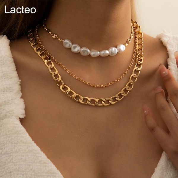 chokers lacteo 3 pcs/set geometric baroque imitation pearls necklace for women fashion trendy multi layer pig nose shape chain, Golden;silver
chokers lacteo 3 pcs/set geometric baroque imitation pearls necklace for women fashion trendy multi layer pig nose shape chain, Golden;silver