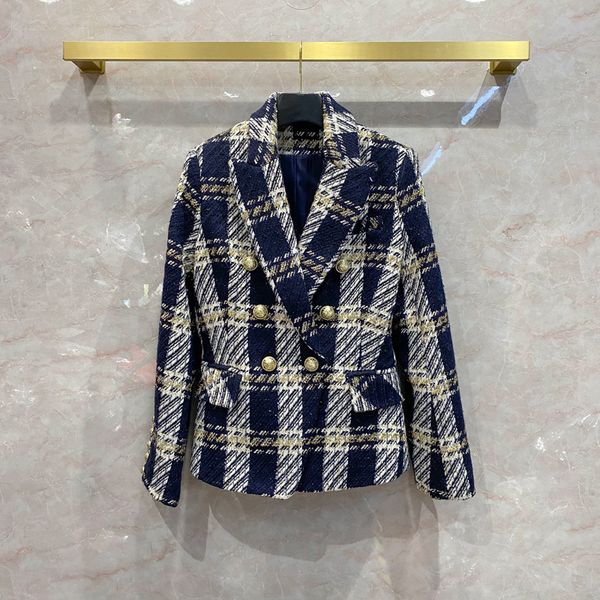 women's jackets female designer double-breasted blazers plaid chic ol vintage blazer b942, Black;brown
women's jackets female designer double-breasted blazers plaid chic ol vintage blazer b942, Black;brown