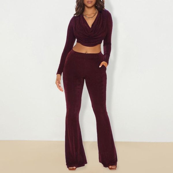 women's two piece pants trousers suit casual simple fashion banquet style elastic waist loose flared v-neck long-sleeved two-piece, White
women's two piece pants trousers suit casual simple fashion banquet style elastic waist loose flared v-neck long-sleeved two-piece, White