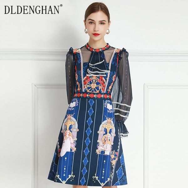 casual dresses dldenghan fashion print spring dress women's stand collar flare sleeve ruffles vintage designer, Black;gray
casual dresses dldenghan fashion print spring dress women's stand collar flare sleeve ruffles vintage designer, Black;gray