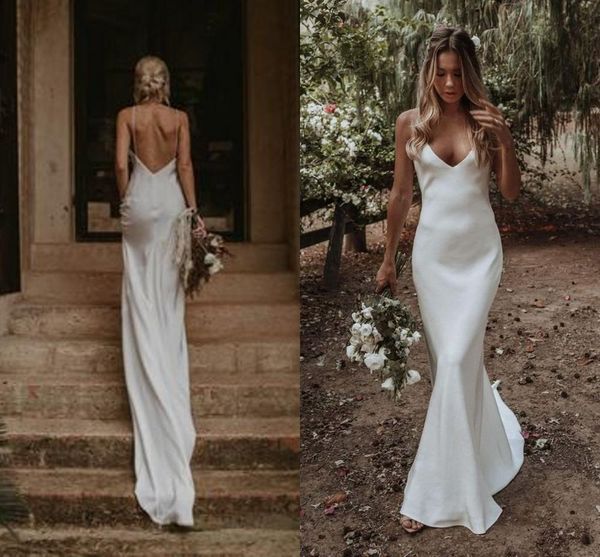 simple design beach silk wedding dresses spaghetti backless full length bohemian country summer gown bride robe dress, White
simple design beach silk wedding dresses spaghetti backless full length bohemian country summer gown bride robe dress, White