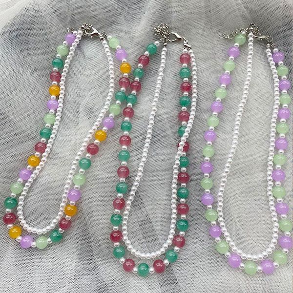 chains 2pcs/set bohemia colorful resin liuli bead pearl suit necklace for women summer beach vacation ins jewelry huanzhi 2021, Silver
chains 2pcs/set bohemia colorful resin liuli bead pearl suit necklace for women summer beach vacation ins jewelry huanzhi 2021, Silver