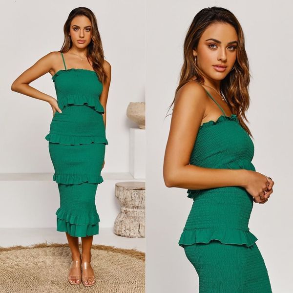 elegant lady sheath fashion smocking design ruffles tiered spaghetti cake es mid calf real picture summer, Black;gray
elegant lady sheath fashion smocking design ruffles tiered spaghetti cake es mid calf real picture summer, Black;gray