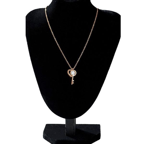 chains love heart & key crystal pendant rose gold women's necklace fashion jewelry, Silver
chains love heart & key crystal pendant rose gold women's necklace fashion jewelry, Silver