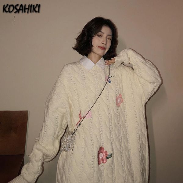 women's sweaters kosahiki women pullovers flower embroidery females student leisure chic loose all-match o-neck jumper street wear, White;black
women's sweaters kosahiki women pullovers flower embroidery females student leisure chic loose all-match o-neck jumper street wear, White;black