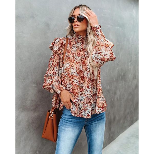 women's blouses & shirts women long sleeve ruffles floral print turtleneck blouse 2021 autumn loose shirt elegant office lady casual pu, White
women's blouses & shirts women long sleeve ruffles floral print turtleneck blouse 2021 autumn loose shirt elegant office lady casual pu, White