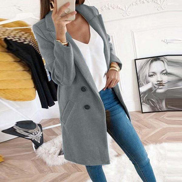 women's wool & blends autumn and winter woolen women coat solid long sleeve double-breasted section casual jacket for elegant lady#j31, Black
women's wool & blends autumn and winter woolen women coat solid long sleeve double-breasted section casual jacket for elegant lady#j31, Black