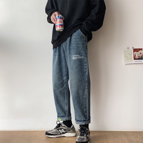 men's jeans autumn fashion washed letters printed casual man streetwear wild hip hop loose straight denim trousers 37gh, Blue
men's jeans autumn fashion washed letters printed casual man streetwear wild hip hop loose straight denim trousers 37gh, Blue