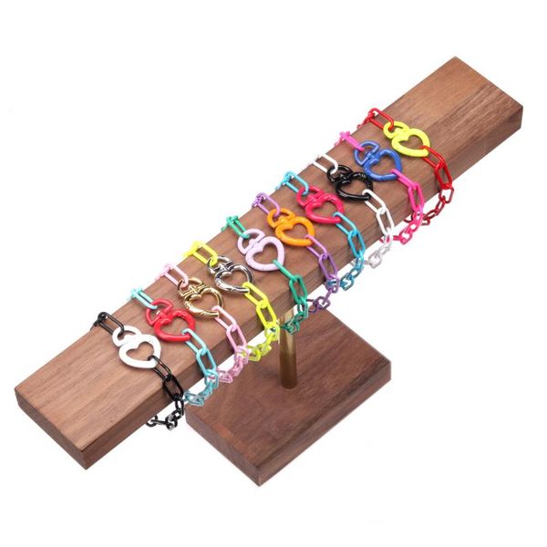 charm bracelets eyika design candy color enamel heart spring clasp connector bracelet curb link chain carabiner bangle punk women jewerly, Golden;silver
charm bracelets eyika design candy color enamel heart spring clasp connector bracelet curb link chain carabiner bangle punk women jewerly, Golden;silver