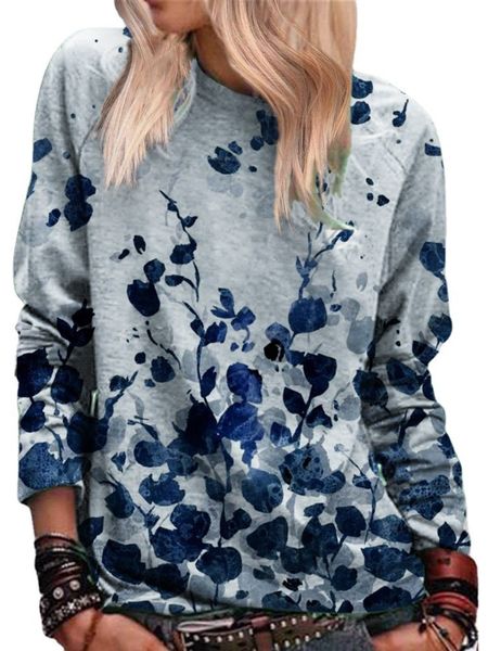 2021 round neck flower digital printed long sleeve women's casual sweater, Black
2021 round neck flower digital printed long sleeve women's casual sweater, Black