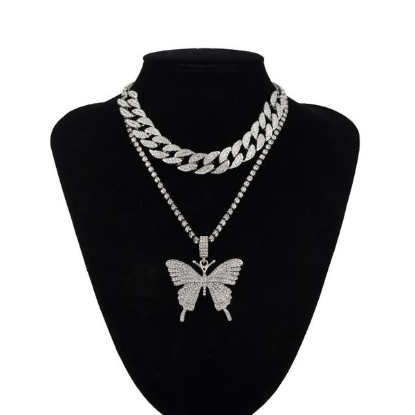pendant necklaces hip hop butterfly necklace luxury full crystal bling chain for women men party jewelry drop, Silver
pendant necklaces hip hop butterfly necklace luxury full crystal bling chain for women men party jewelry drop, Silver