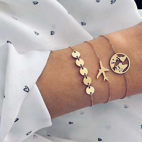 charm bracelets arrival 3 pcs airplane map wafer bracelet sets femme gold & bangle women fashion beach jewelry, Golden;silver
charm bracelets arrival 3 pcs airplane map wafer bracelet sets femme gold & bangle women fashion beach jewelry, Golden;silver