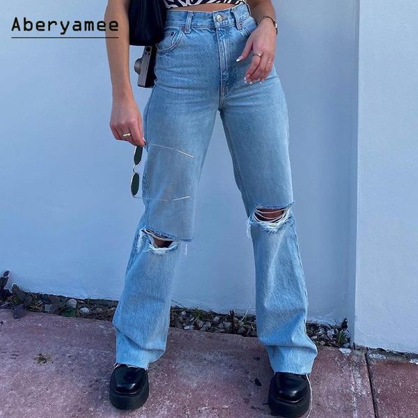 aberyamee knee rippped jeans woman long baggy tassel floor lady pants street high waist straight washed denim trousers 2021 women's, Blue
aberyamee knee rippped jeans woman long baggy tassel floor lady pants street high waist straight washed denim trousers 2021 women's, Blue